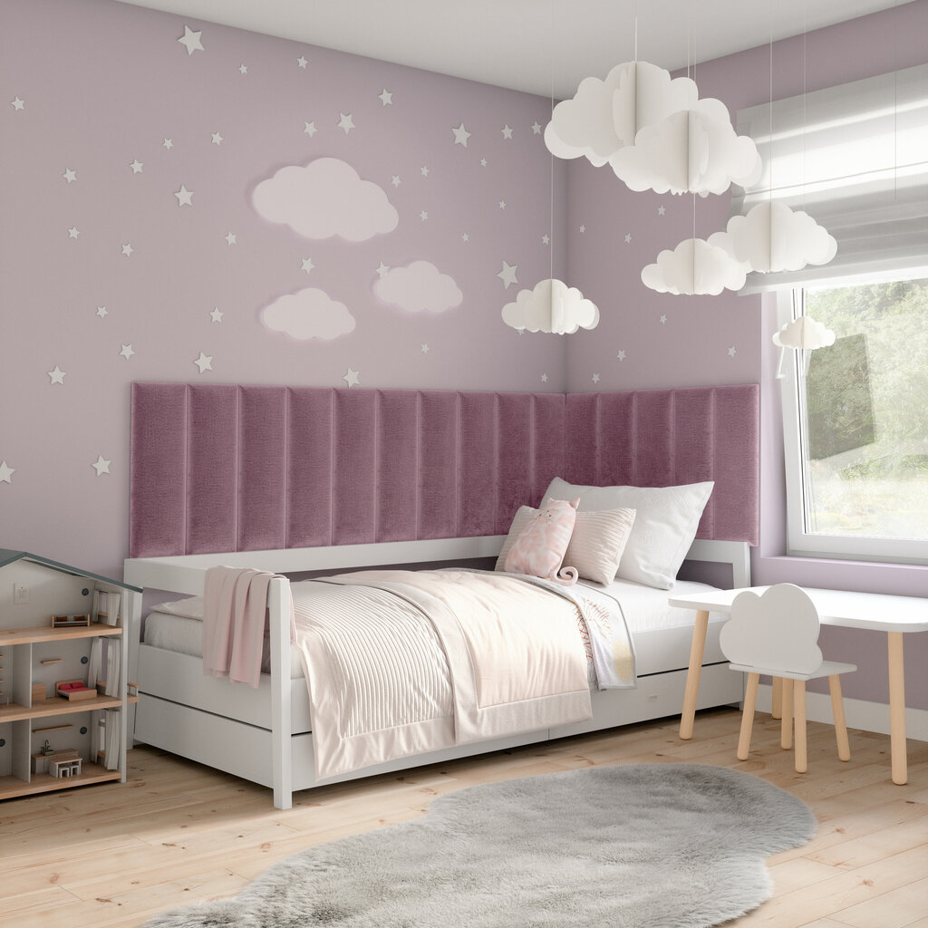Pehmete seinapaneelide komplekt Eltap Quadratta, 300x60 cm, roosa цена и информация | Pehmed seinapaneelid | hansapost.ee