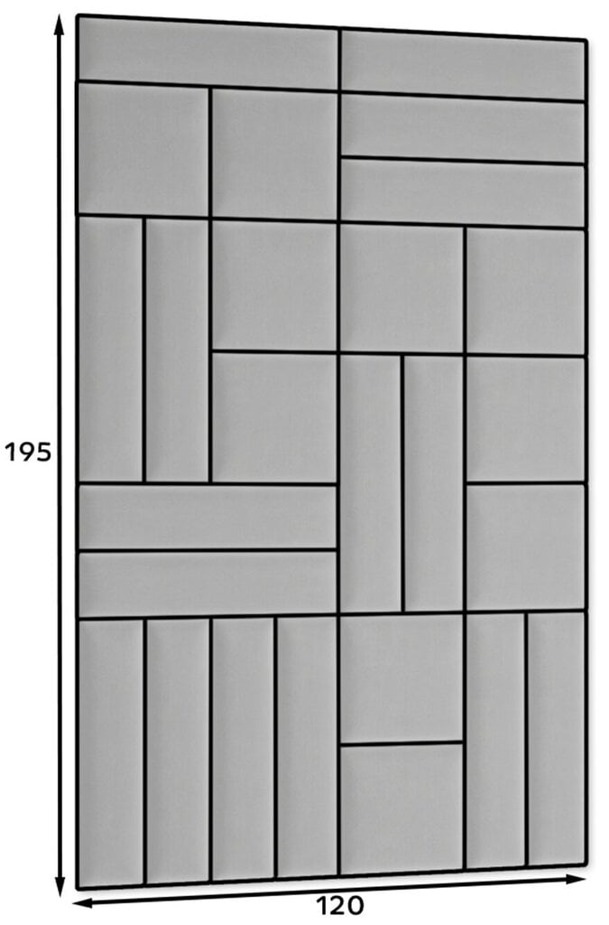 Pehmete seinapaneelide komplekt Eltap Quadratta, 120x195 cm, hall цена и информация | Pehmed seinapaneelid | hansapost.ee