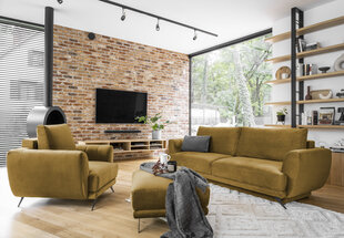 Комплект мягкой мебели из 3-х частей Eltap Megis, желтый цвет цена и информация | Комплекты мягкой мебели | hansapost.ee