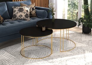 Diivanilaua komplekt Adrk Furniture Etta, must/kuldne hind ja info | Diivanilauad | hansapost.ee