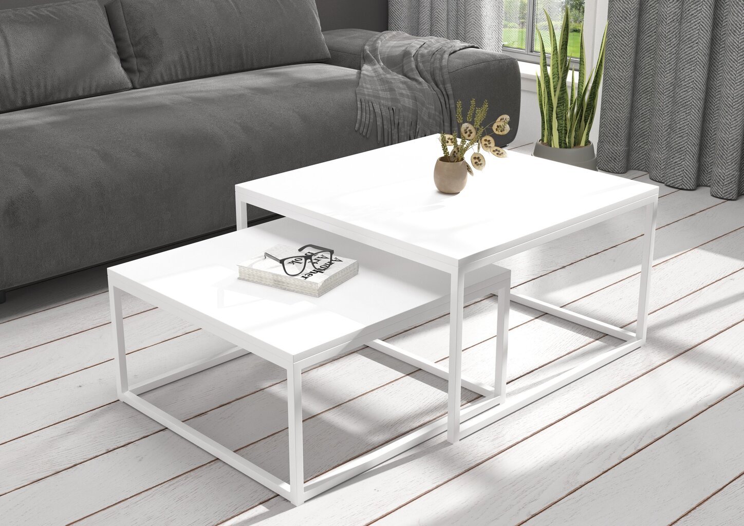 Diivanilaua komplekt Adrk Furniture Kama, valge hind ja info | Diivanilauad | hansapost.ee