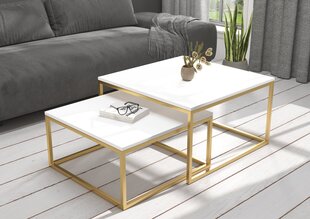 Комплект кофейных столиков ADRK Furniture Kama, белый/золотой цвет цена и информация | Журнальные столики | hansapost.ee