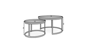 Комплект кофейных столиков ADRK Furniture Okin, коричневый/белый цвет цена и информация | Журнальные столики | hansapost.ee