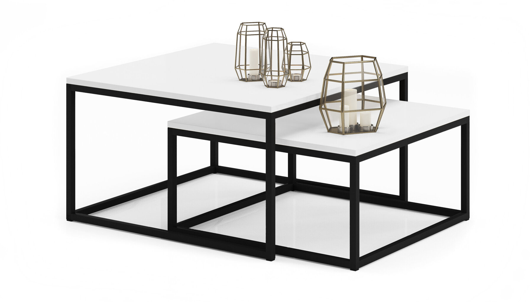 Diivanilaua komplekt Adrk Furniture Kama, valge/must hind ja info | Diivanilauad | hansapost.ee