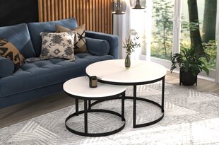 Комплект кофейных столиков ADRK Furniture Okin, белый/черный цвет цена и информация | Журнальные столики | hansapost.ee