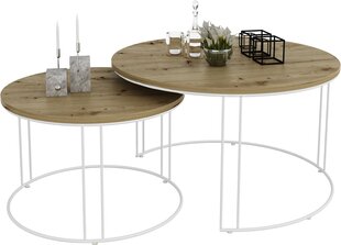 Комплект кофейных столиков ADRK Furniture Etta, коричневый/белый цвет цена и информация | Журнальные столики | hansapost.ee