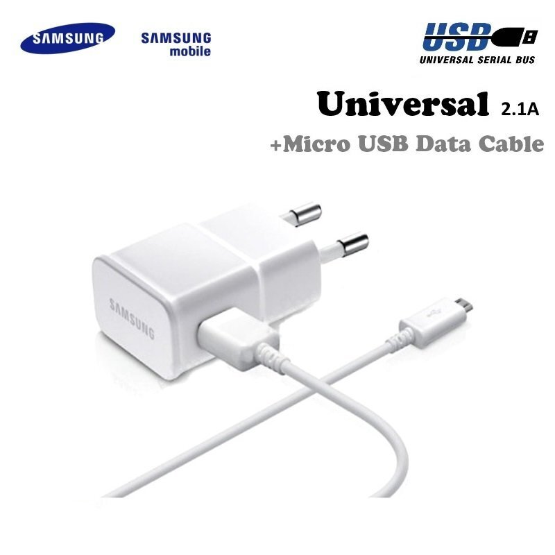 Samsung ETA-U90EW 2A Universal USB Plug charger + ECB-DU4EWE Micro USB Cable White (OEM) цена и информация | Laadijad mobiiltelefonidele | hansapost.ee