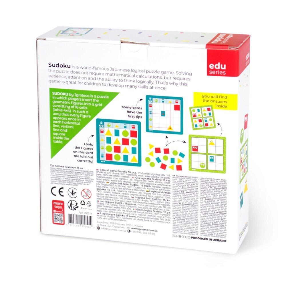 Loogikamäng Sudoku Igroteco Ig0514, 16 det. hind ja info | Arendavad laste mänguasjad | hansapost.ee