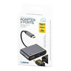 Адаптер Platinet 45224 USB-C - HDMI/VGA цена и информация | Адаптеры и USB-hub | hansapost.ee