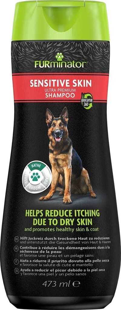Šampoon koertele FURminator Sensitive Skin, 473 ml hind ja info | Karvahoolduseks | hansapost.ee