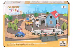 Набор деревянного поезда, 65 дет. цена и информация | Игрушки для мальчиков | hansapost.ee