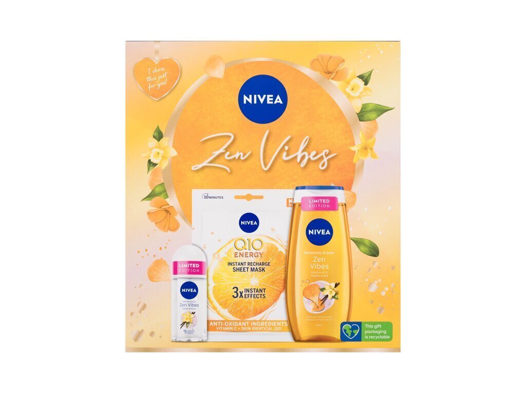 Kosmeetikakomplekt Nivea: tekstiilist näomask + dušigeel, 250 ml + antiperspirant, 50 ml цена и информация | Dušigeelid, õlid | hansapost.ee