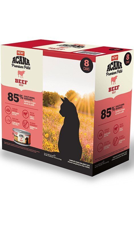 Acana Premium Pâté Beef kassidele veiselihaga, 85 g, 8 tk. hind ja info | Kassikonservid | hansapost.ee