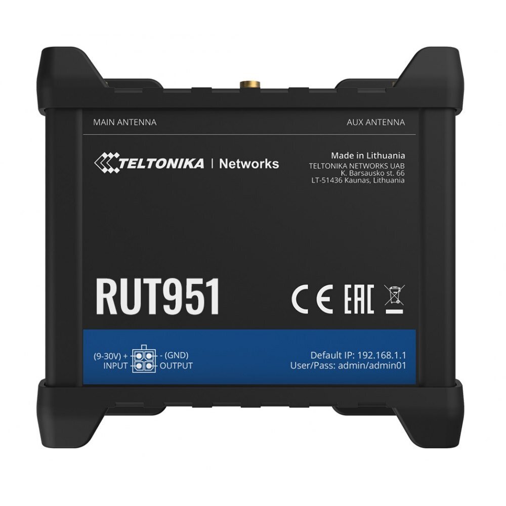 Ruuter Teltonika RUT951 4G LTE WiFi, 2x SIM, 4x LAN/WAN hind ja info | Ruuterid | hansapost.ee
