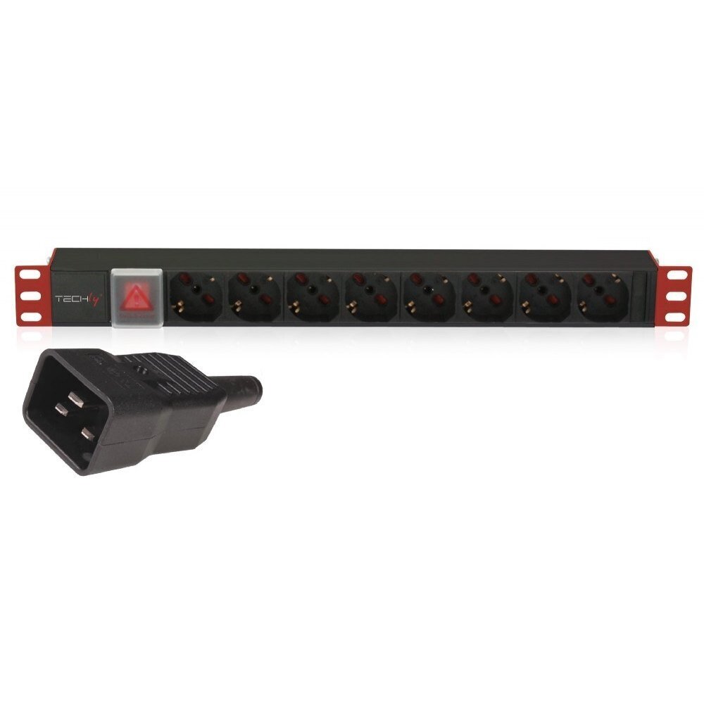 Techly toitejaotusseade PDU 19" 1U 8x Schuko/UNEL, C20 3m kaabel, 16A hind ja info | Toiteallikad ja toiteplokid | hansapost.ee