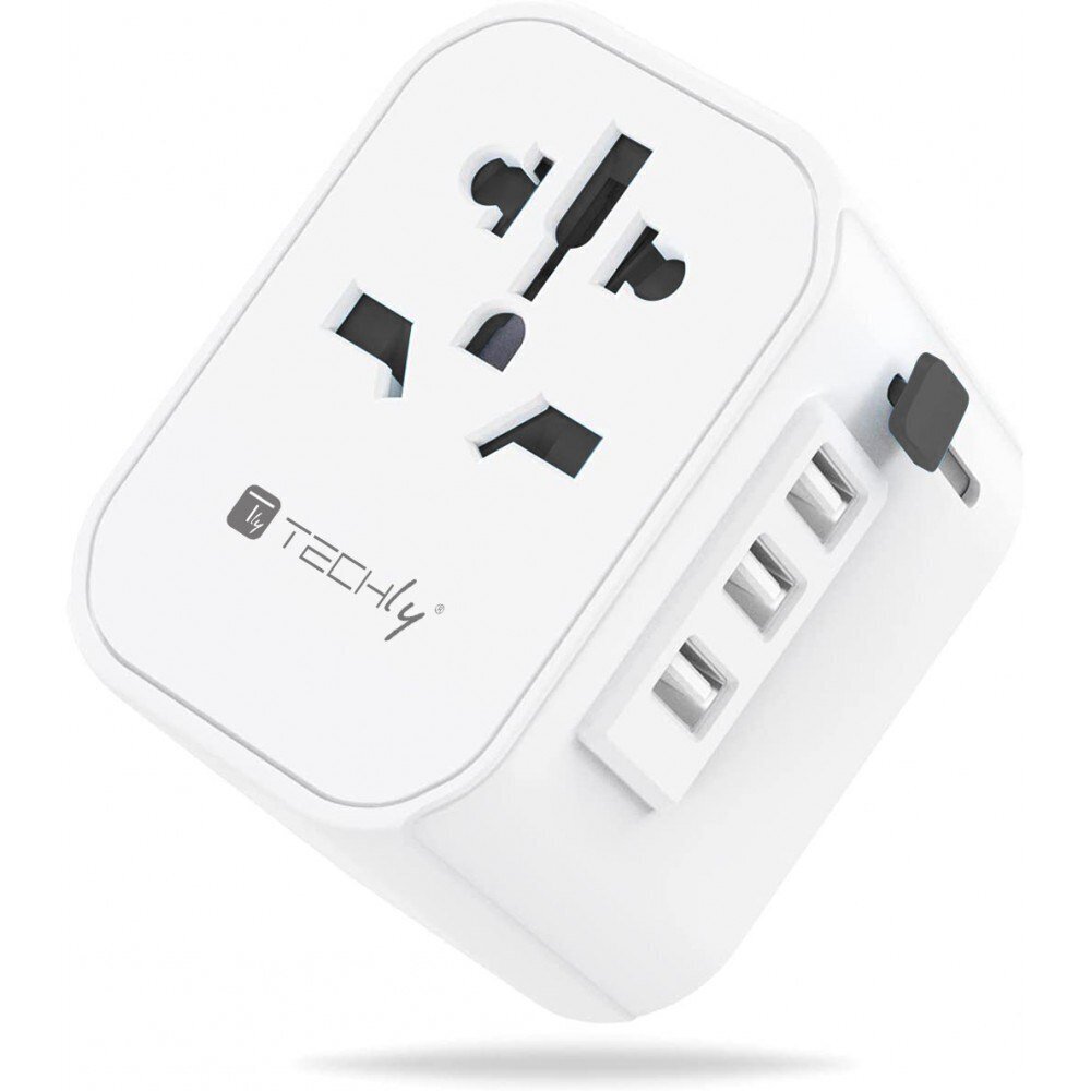 Techly 3x USB EU/UK/US toitepistikud, valge цена и информация | Pistikupesad ja lülitid | hansapost.ee