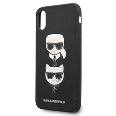 Karl Lagerfeld KLHCPXSAKICKCBK iPhone X|XS black hardcase Saffiano Karl&Choupette Head hind ja info | Telefonide kaitsekaaned ja -ümbrised | hansapost.ee