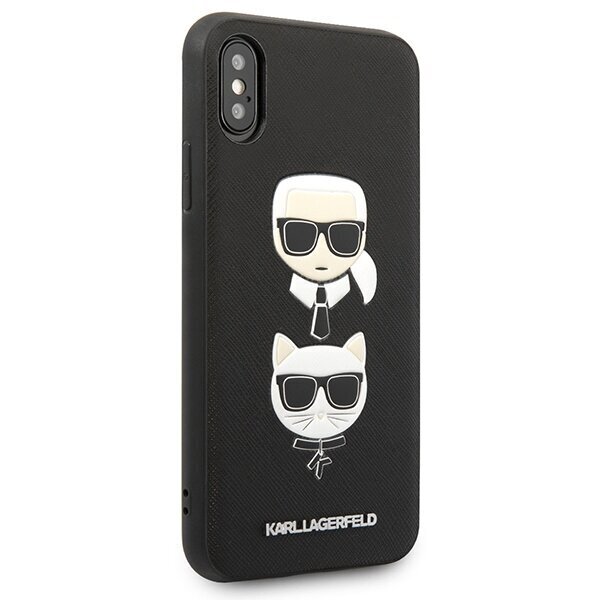 Karl Lagerfeld KLHCPXSAKICKCBK iPhone X|XS black hardcase Saffiano Karl&Choupette Head цена и информация | Telefonide kaitsekaaned ja -ümbrised | hansapost.ee