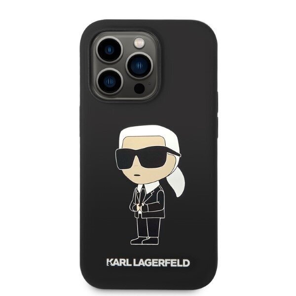 Karl Lagerfeld KLHMP14LSNIKBCK iPhone 14 Pro 6,1" hardcase black Silicone Ikonik Magsafe цена и информация | Telefonide kaitsekaaned ja -ümbrised | hansapost.ee