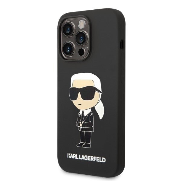 Karl Lagerfeld KLHMP14LSNIKBCK iPhone 14 Pro 6,1" hardcase black Silicone Ikonik Magsafe hind ja info | Telefonide kaitsekaaned ja -ümbrised | hansapost.ee