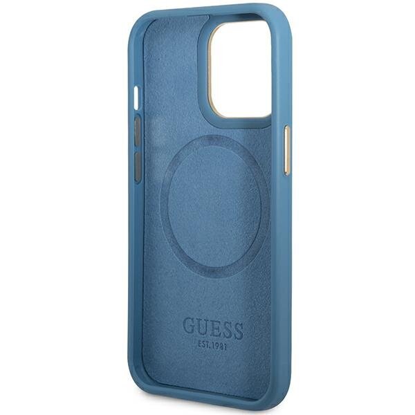 Guess GUHMP14XU4GPRB iPhone 14 Pro Max 6,7" blue hard case 4G Logo Plate MagSafe hind ja info | Telefonide kaitsekaaned ja -ümbrised | hansapost.ee