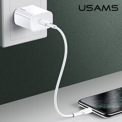 Дорожное зарядное устройство USAMS 20Вт USB-C PD, белое цена и информация | Зарядные устройства для телефонов | hansapost.ee