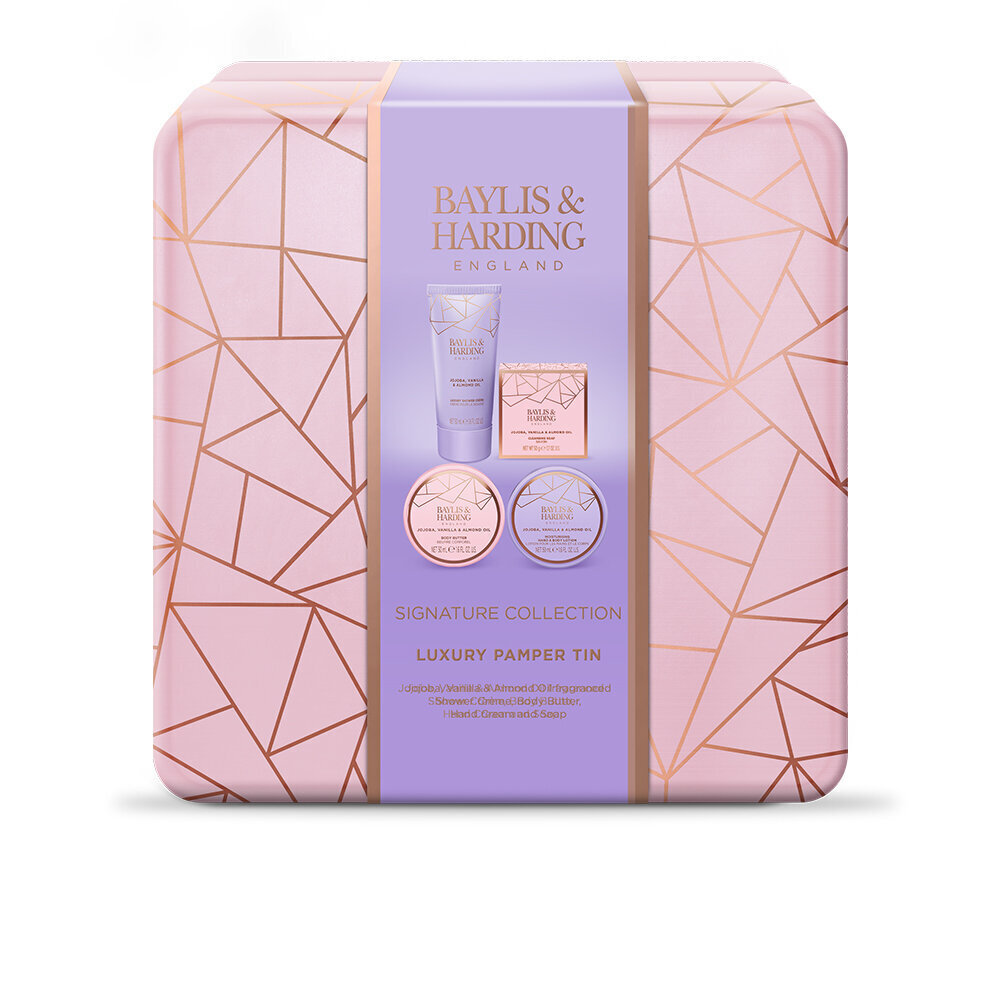 Kinkekomplekt naistele Baylis & Harding Jojoba, Vanilla & Almond Oil Luxury Pamper Tin hind ja info | Kehakreemid, kehaõlid ja losjoonid | hansapost.ee