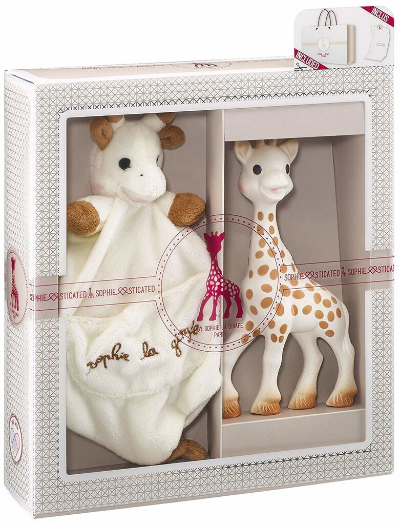 Vulli kaelkirjakute komplekt närimislelu Sophie la Girafe + kaisukas 000003 цена и информация | Beebide mänguasjad | hansapost.ee