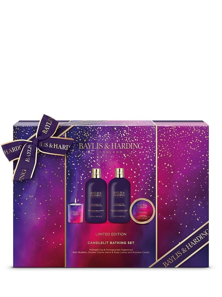 Kinkekomplekt naistele Baylis & Harding Midnight Fig & Pomegranate Luxury Candlelit Bathing price and information | Dušigeelid, õlid | hansapost.ee