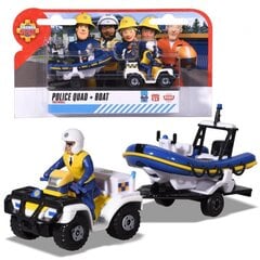DICKIE Fireman Sam Police Quad Boat Action Figure Trailer цена и информация | Игрушки для мальчиков | hansapost.ee