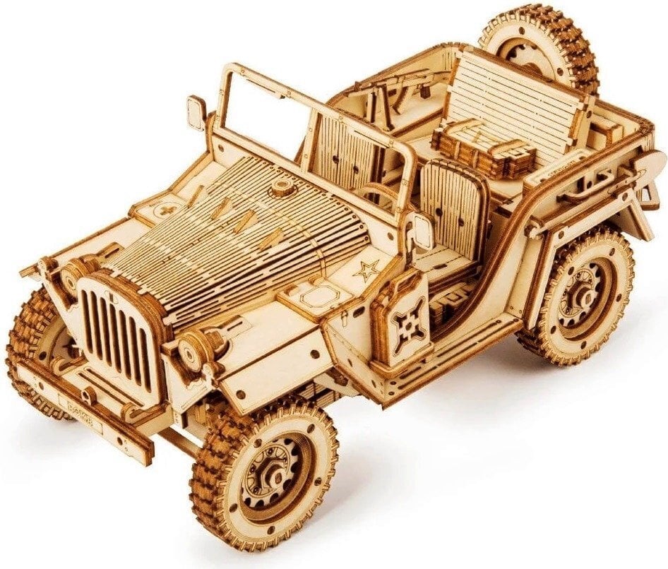 Puidust 3D puzzle, Robotime Army Jeep цена и информация | Klotsid ja konstruktorid | hansapost.ee