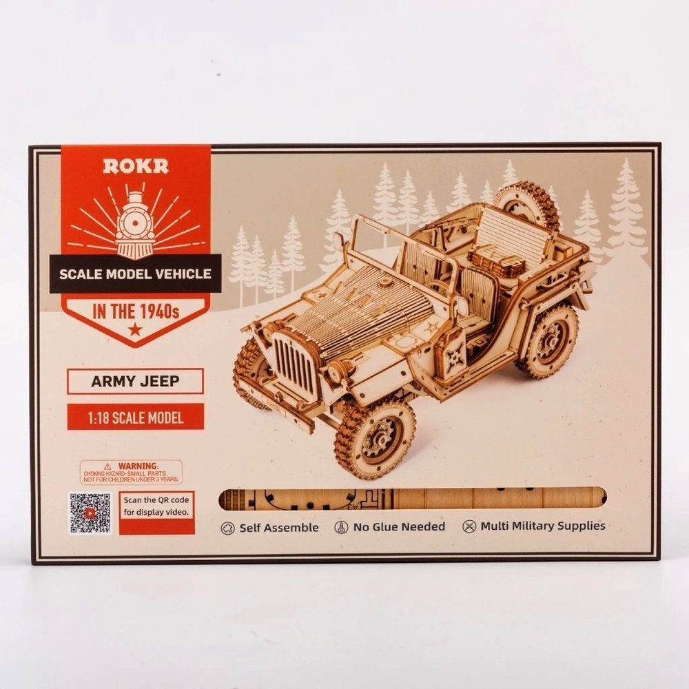 Puidust 3D puzzle, Robotime Army Jeep hind ja info | Klotsid ja konstruktorid | hansapost.ee