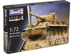 Сборная пластиковая модель Revell - PzKpfw VI Ausf. H Tiger, 1/72 03262 цена и информация | Конструкторы и кубики | hansapost.ee