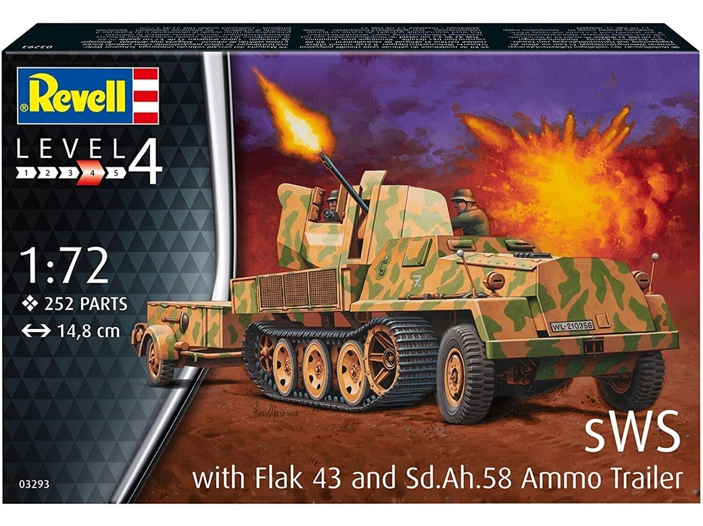 Revell - sWs mit Flak-Aufbau als Sfl. Mit 3,7 cm Flak 43, 1/72, 03293 цена и информация | Klotsid ja konstruktorid | hansapost.ee