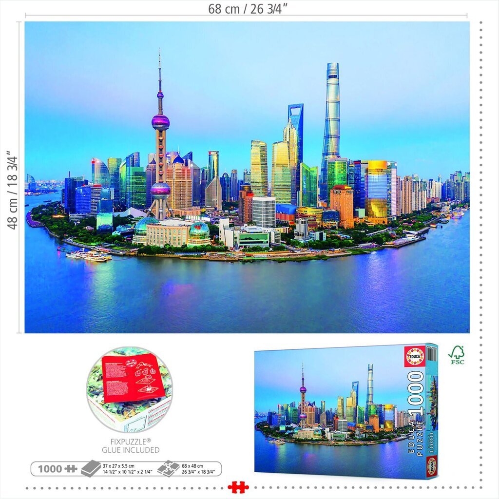 Pusle Educa Shanghai al Atardecer, 1000 tk hind ja info | Pusled lastele ja täiskasvanutele | hansapost.ee