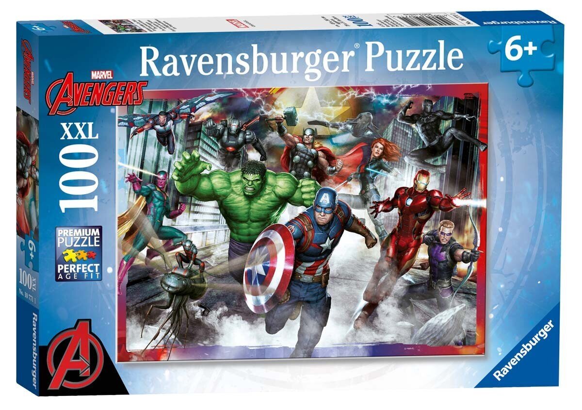 Ravensburgeri pusle Avengers koguneb 100tk 10771 цена и информация | Pusled lastele ja täiskasvanutele | hansapost.ee