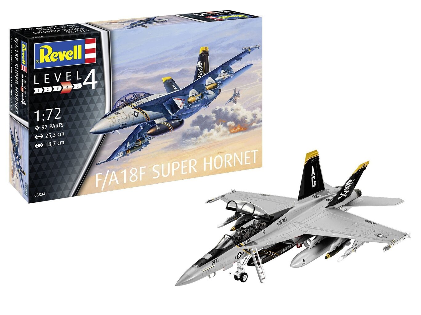 Revell - F/A18F Super Hornet, 1/72, 03834 hind ja info | Klotsid ja konstruktorid | hansapost.ee
