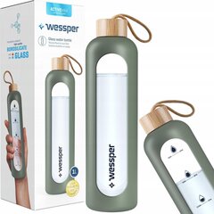 Wessper ActiveMax Crystalline бутылка с силиконовым рукавом 1 л - олива цена и информация | Фляги для воды | hansapost.ee