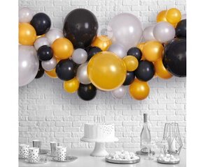 Гирлянда из воздушных шаров, золотые/черные/серебряные шары цена и информация | Шары | hansapost.ee