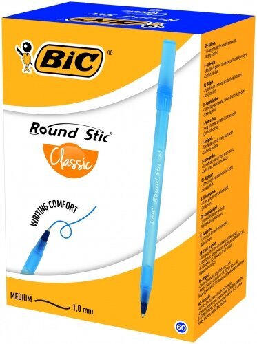 Pastapliiats «ROUND STIC» BIC 1,0 mm, sinine, pakendis 60 tk (256378) hind ja info | Kirjutusvahendid | hansapost.ee