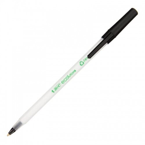 BIC Ballpoint pens ECO ROUND STIC 1.0 mm black, Pouch 60 pcs 256644 Ecolutions an Ecologic version of BIC popular Round Stic. Made from 74% recycled materials. Slim transparent barrel with cap and clip matching ink color. PVC free product. Fine tip 1,0 mm цена и информация | Kirjutusvahendid | hansapost.ee