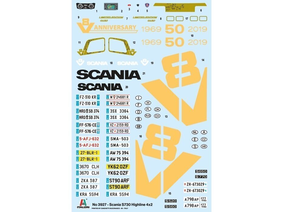 Italeri - Scania S730 Highline 4x2, 1/24, 3927 цена и информация | Klotsid ja konstruktorid | hansapost.ee