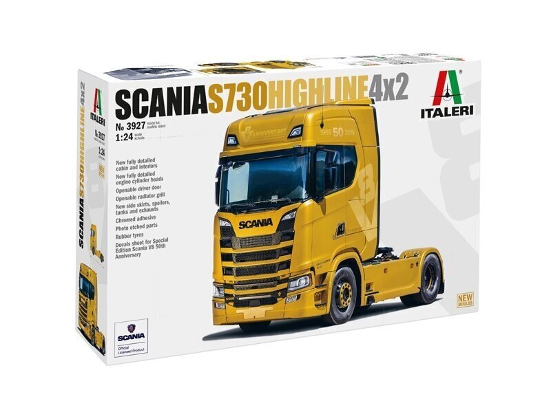 Italeri - Scania S730 Highline 4x2, 1/24, 3927 цена и информация | Klotsid ja konstruktorid | hansapost.ee