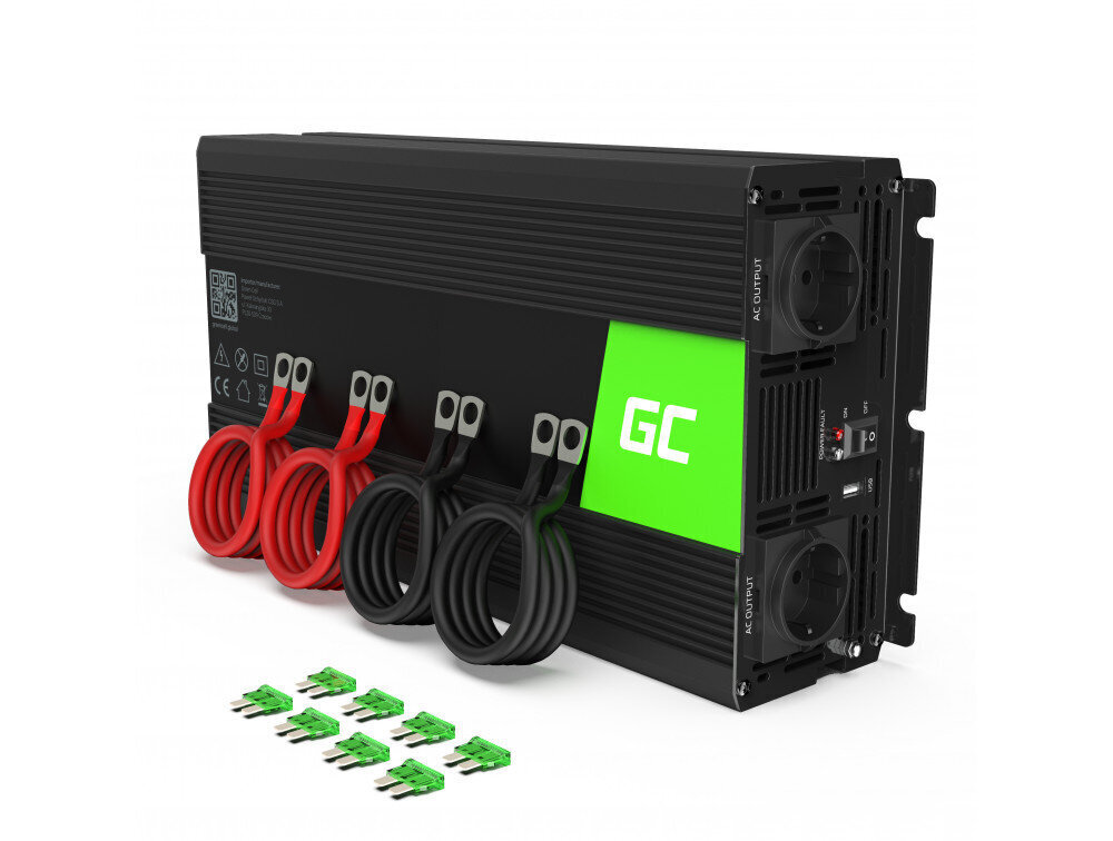 Inverter Green Cell, pingemuundur 24 V kuni 230 V 2000 W/4000 W puhas siinuslaine цена и информация | Elektrigeneraatorid | hansapost.ee