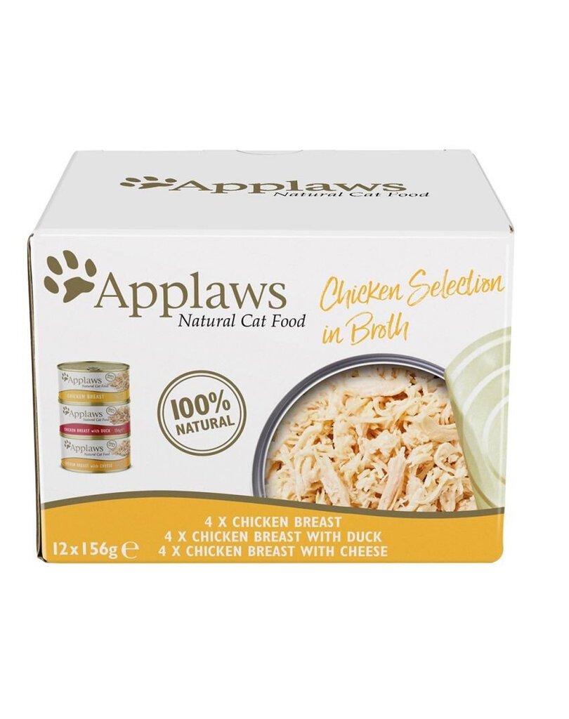 Applaws Cat Chicken Selection in Broth koos kanaga, 48 x 156 g цена и информация | Kassikonservid | hansapost.ee