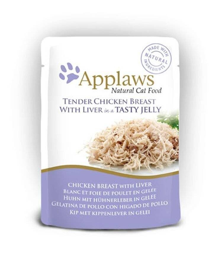 Applaws Cat Pouch Jelly Tender koos kanarinna ja maksaga, 16 x 70 g hind ja info | Kassikonservid | hansapost.ee