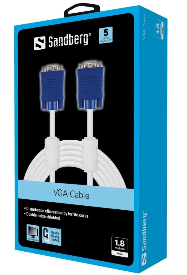 Sandberg VGA/VGA, 1.8 m цена и информация | Juhtmed ja kaablid | hansapost.ee