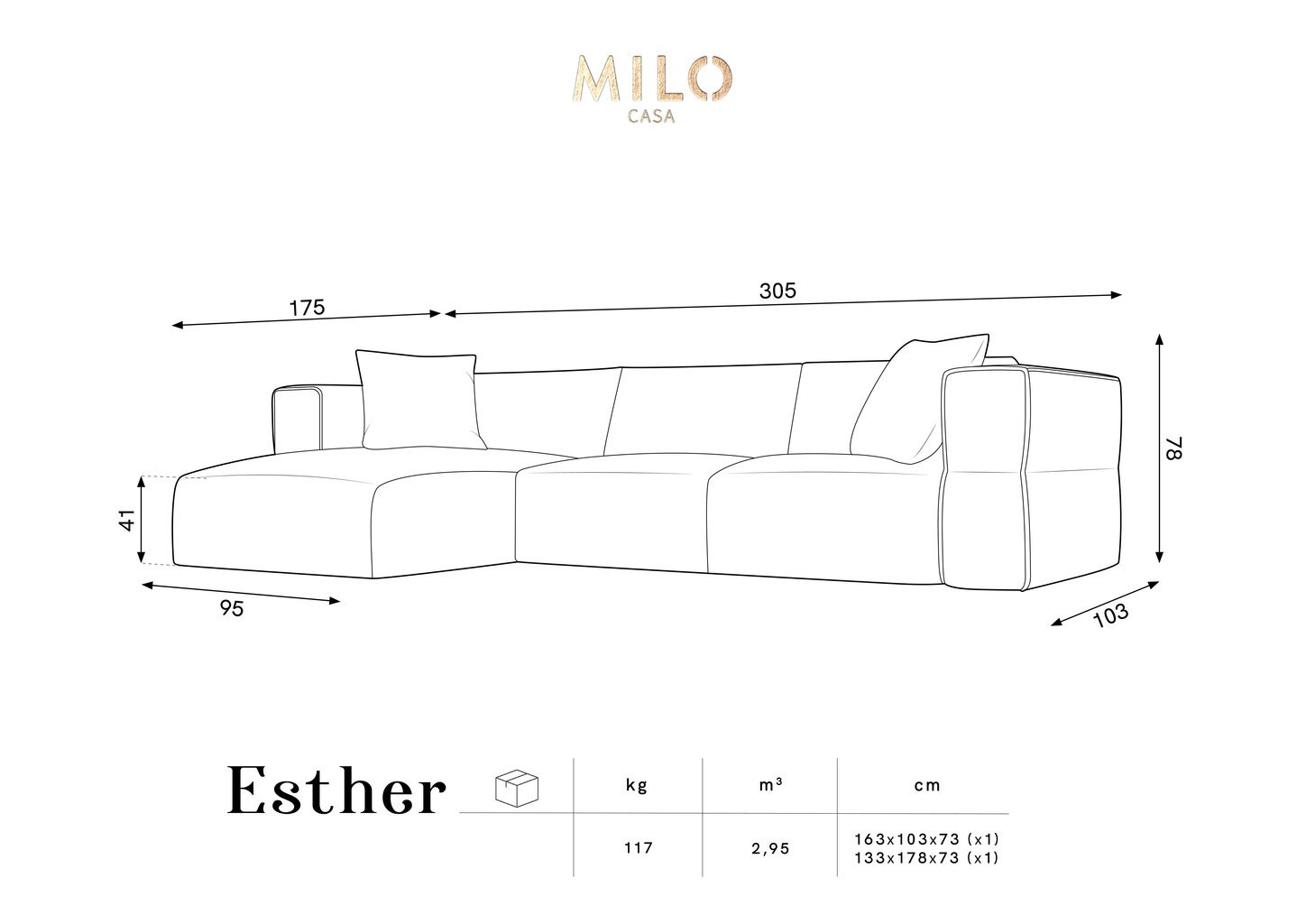 Diivan Milo Caso Esther, 305x174x78 cm, lilla hind ja info | Diivanvoodid ja diivanid | hansapost.ee