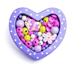 Набор деревянных бусинок для ожерелья "Фиолетовые сердца", Woody цена и информация | Развивающие игрушки для детей | hansapost.ee