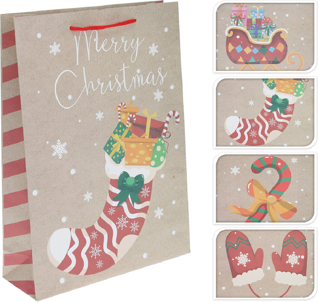 Jõuluteemaline kinkekott, erinevad värvid, 23 cm hind ja info | Kinkekotid, pakkepaberid ja pakkepaelad | hansapost.ee